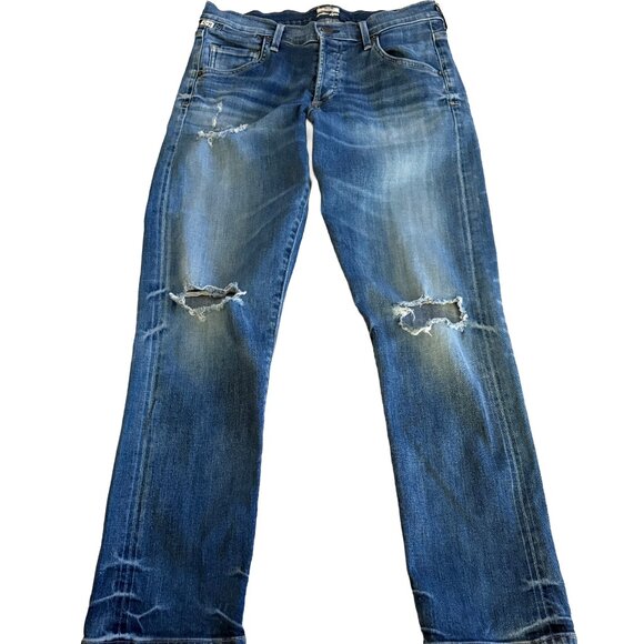 Citizens of Humanity Women's 26 Emerson Slim Boyfriend Distressed Blue Jeans - Picture 1 of 7